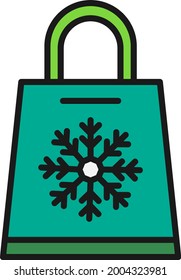 Winter Shopping Line Filled Vector Icon Design

