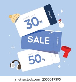 Winter Shopping Sale Coupon Illustration