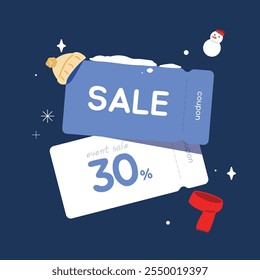 Winter Shopping Sale Coupon Illustration