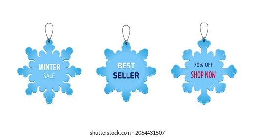 Winter shopping sale, discount labels, tags. Vector illustration of design for shop, store, posters, flyers, banners, web design.