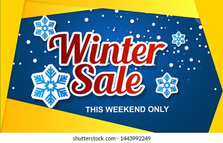 Winter shopping sale flyer template. Poster, card, label, banner design. Vector illustration EPS10. – Vector