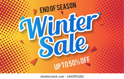Winter shopping sale flyer template. Poster, card, label, banner design. Vector illustration EPS10. – Vector