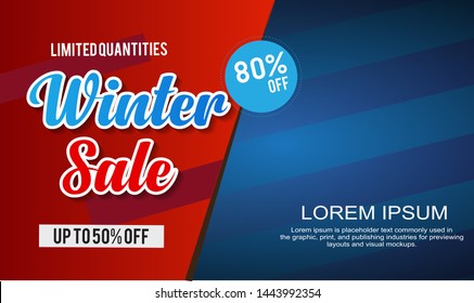 Winter shopping sale flyer template. Poster, card, label, banner design. Vector illustration EPS10. – Vector