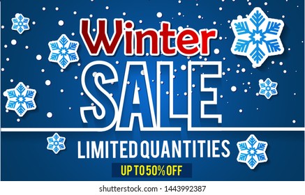 Winter shopping sale flyer template. Poster, card, label, banner design. Vector illustration EPS10. – Vector