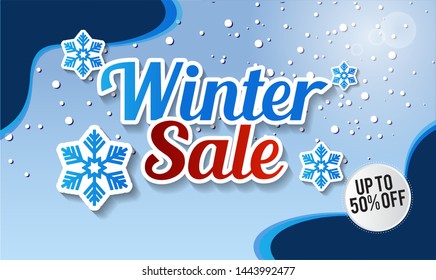 Winter shopping sale flyer template. Poster, card, label, banner design. Vector illustration EPS10. – Vector