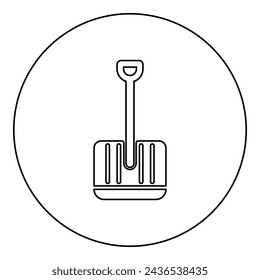 Winter shovel icon in circle round black color vector illustration image outline contour line thin style