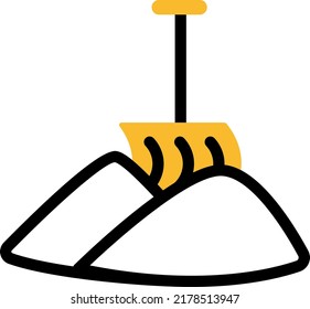Winter showel, illustration, vector on a white background.