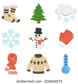 Winter Sign Emoji Icon Illustration. Season Vector Symbol Emoticon Design Clip Art Sign Comic Style.