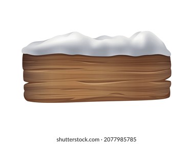 Signo de invierno composición realista con capas de nieve en la pared aislada ilustración vectorial de madera