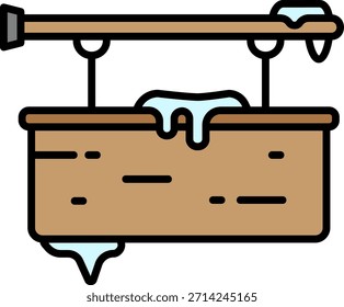 Letrero de invierno con el icono de Vector de nieve y carámbanos