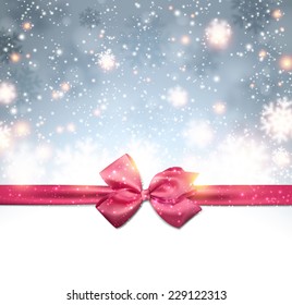 Winter silver background. Fallen defocused snowflakes. Christmas. Vector. 