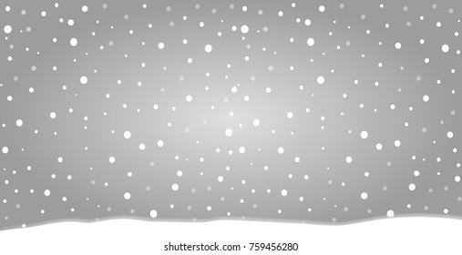 Winter silver banner. Fallen snowflakes. Christmas or new year template in cartoon style with space for text. Vector illustration.