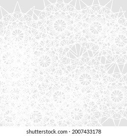 Winter Silver Light Mystery Print Folk Cold Grey Background. Luxury White Ornamental Satanic Lace Frost Pastel Stars Pattern. Mandala Chaotic Sharp Monochrome Ice Calm Soft Complicated Design Pic.