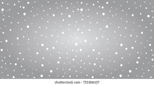 Winter silver template with fallen snowflakes. New year or christmas background. Vector illustration with copy space.