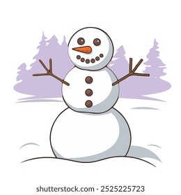 winter simple snowman vector with white background