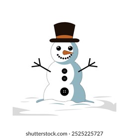 winter simple snowman vector with white background