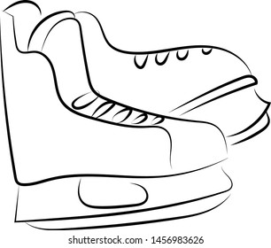 Winter skates drawing, illustration, vector on white background.