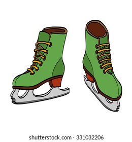 Winter Skates isolated on white background. Hand-drawn vector Illustration