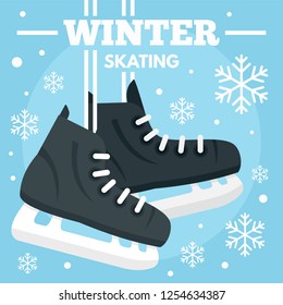 Winter skating concept background. Flat illustration of winter skating vector concept background for web design
