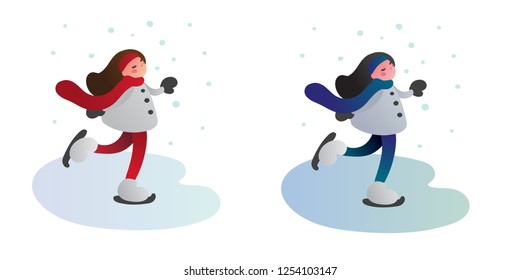 Winter skating girl