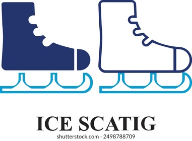 Winter Skating, Skiing, Ice Hokey icon set isolated on white background. Editable colorful Icons of Cool Weather in fill and line style.