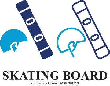 Winter Skating, Skiing, Ice Hokey icon set isolated on white background. Editable colorful Icons of Cool Weather in fill and line style.