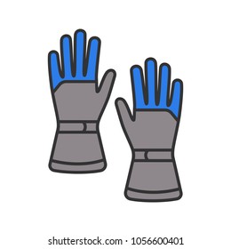 Winter ski gloves color icon. Snowproof gloves. Isolated vector illustration