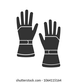 Winter ski gloves glyph icon. Snowproof gloves. Silhouette symbol. Negative space. Vector isolated illustration