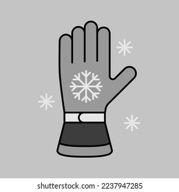 Winter ski gloves vector isolated grayscale icon. Winter sign. Graph symbol for travel and tourism web site and apps design, logo, app, UI