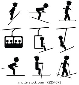 winter ski icon illustration on white background