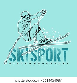 Winter ski sport, typography vector illustration