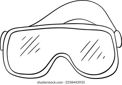 Winter ski sunglasses in graphic line style. vector Protective goggles for winter sports. Skiing. Snowboarding. Protecting gear.
