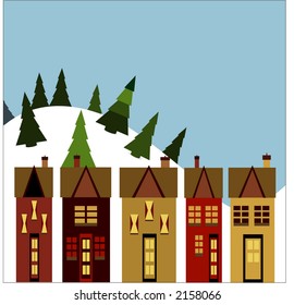 winter ski village illustration vector