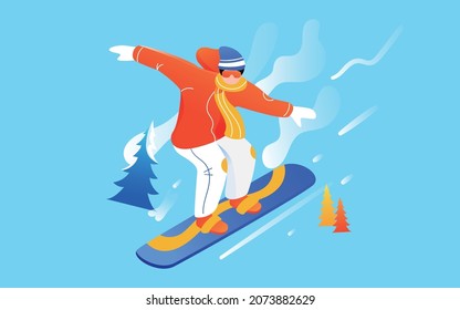 Winter skiing figure illustration background Winter Poster