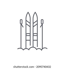 Winter skiing - modern black line design style icon