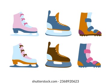 Winter skiing.Set of skates and ski boots.Vector illustration