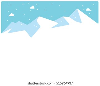 Winter skiing snow mountains tops background. Vector illustration.