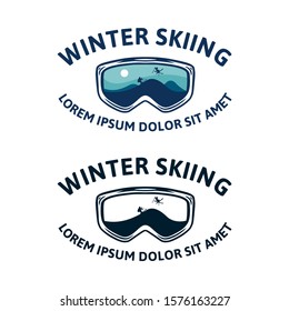 winter skiing snowboard ski goggle glasses illustration t shirt design