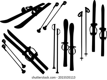 Winter skis included. Vector image.