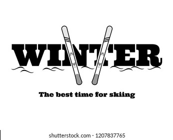 Winter with skis and snow - the best time for skiing