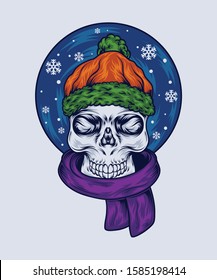 Winter Skull Head Illustration Vector