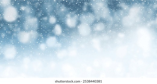 Winter sky, blizzard and snowfall, winter vector background 