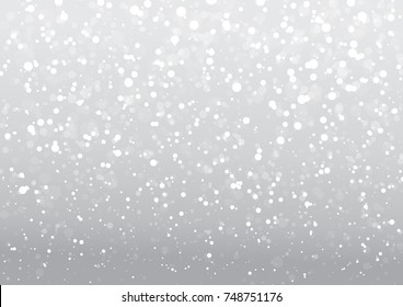 Winter sky with falling snow, snowflake. Holiday Winter background for Merry Christmas and Happy New Year. Vector illustration,transparent background.