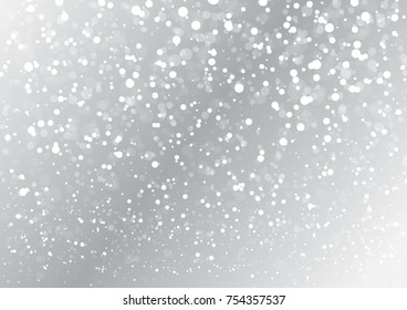 Winter sky with falling snow, snowflake. Holiday Winter background for Merry Christmas and Happy New Year. Vector illustration, transparent background.