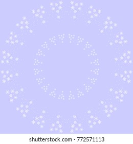 Winter sky in the snow flakes, decorative frame with snowflakes, blue background. For wrapping, wallpaper. Christmas backdrop.