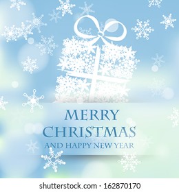 winter sky with snow gift. christmas concept
