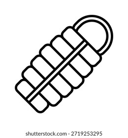 Winter Sleeping Bag Vector Illustration, Line Style Icon