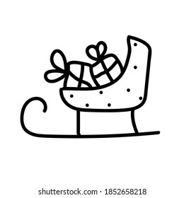 Winter sleigh vector illustration. Isolated on white background vector for prints, stickers, cute stationery, posters design. Doodle style