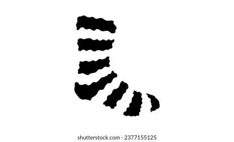 Winter Slipper Plush Sock, black isolated silhouette