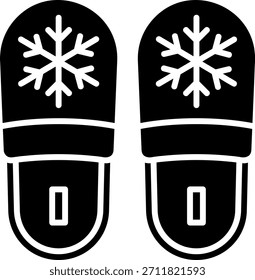 Winter Slippers Icon with Snowflake Design
